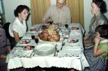 Thanksgiving, Turkey Dinner, Woman, Man, Child, Girl, Plates, Formal, 1950s, FDNV03P01_18