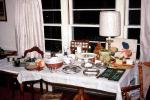 Table, Cloth, Lamp, lampshade, silverware, 1950s, FDNV03P02_17