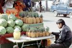 Pineapples, Watermelons, Man, Fruit, China, Chinese, Asian, Asia, FGAV01P15_03