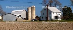Silo and Barn, Home, House, Chimney, Fields, southern Maryland, Panorama, FMND01_164