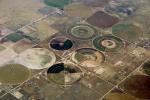 Circular Irrigation, over the Central Valley, near Fresno, patchwork, checkerboard patterns, Center-pivot irrigation