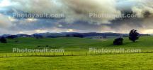 Fence, Fields, Grass, Clouds, Panorama, FMND02_123