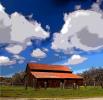 Transcendental Red Barn under the Clouds, Paintography