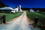 Barn and Silo, Driveway, Dirt Road, buildings, home, house, FMNV01P12_08