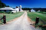 Barn and Silo, Driveway, Dirt Road, buildings, home, house, FMNV01P12_09