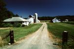 Barn and Silo, Driveway, Dirt Road, buildings, home, house