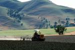 Tractor, Plow, Plowing, Fields, hills