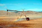 Irrigation, water, sprinkler, rainbow, near Susanville, California, Dirt, soil