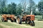 old time Tractor, Farmer, Farmall, Baler, Hay Bale, Baleing Hay, Windrows, FMNV09P01_01