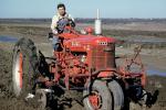 Farmall Tractor, Plowing, Tilling, Farmer, mud, soil, dirt, wheeled, 1950s, FMNV09P02_11B