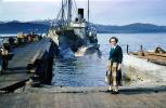 Whale Catch, slaughter, kill, killing, dock, pier, ship, woman, 1950s