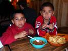 Boys, Eating, Mexican Food, Salsa, Chips, FRBD01_051