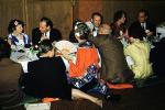 Women, Men, Kimono, fans, Japanese Food, 1950s