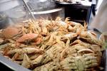 Cooked Dungeness Crabs, steamed, seafood, shellfish, Fishermans Wharf, Scale, FRBV07P13_03