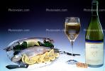 Fish, Trout, Lemmons, knife, White Wine bottle, glass, bottle opener, cork, corker, FTBV01P02_13
