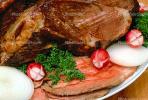 meat, radish, steak, parsley