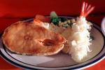 salmon and deep fried shrimp, deep-fried