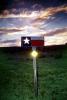 Mailbox, mail box, Texas Flag, sunset