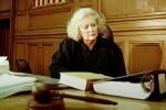 Trial, Court Session, Judge, Female, Woman, Gavel, books, GJLV01P04_02B