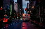 Ambulance, flashing lights, Market Street, San Francisco