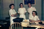 Nurses, cute funny, women, female, uniforms, paperwork, smiles, 1940s