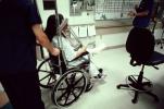 Wheel Chair, Woman, Crutches, Broken Leg