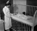 Patient, Nurse, crib, resting, recuperating, 1940s