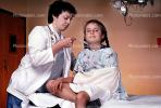 Female Doctor and Girl Patient, Broken Arm, Arm Sling, Pigtails, Female, Woman, HODV01P08_04B
