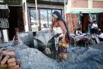 Woman, shops, stores, gravel, Aggergate, mixing cement