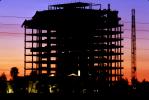 Steel Framework for a Highrise Building, Sunset, crane, ICCV01P09_17