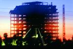 Steel Framework for a Highrise Building, Sunset, crane, ICCV01P09_18