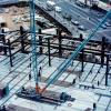 Crane, Steel Frame Lattice, Office Building Construction, ICCV01P11_07