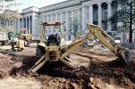 Caterpillar 416 Backhoe Loader, digging a ditch, government building, wheeled tractor, earthmover, earthmoving, dirt, ICCV02P03_12