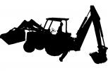 Backhoe silhouette, logo, John Deere 510 Loader Backhoe, Earthmoving, Earthmover, Wheeled Front Loader, wheels, shape, ICCV02P04_10M