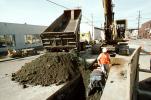 Dump Truck, Excavator, Crawler, Dirt, Sewer Pipe Installation, Potrero Hill, diesel