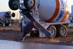 early morning pouring cement for a large floor, Cement Concrete Mixer, Tumbler