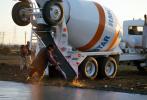 Cement Mixer Truck, chute, pouring cement for a large floor, Cement Concrete Mixer