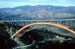 Cold Spring Canyon Arch Bridge, Steel, Santa Ynez Mountains, Highway 154. Valley, May 1964
