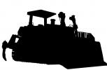 CATERPILLAR, D9N silhouette, Track Type Tractor, Rear ripper attachment, logo, shape