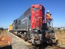 Construction for the new SMART train, EMD GP9, NWP 1922, Laying down Fiber Optic Cables, 2014, ICRD01_002