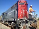 Construction for the new SMART train, EMD GP9, NWP 1922, Laying down Fiber Optic Cables, 2014, ICRD01_003