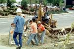 Backhoe, wheeled tractor, workers, men, working, ICSV02P04_19