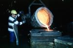 pouring molten metal, ladel, sparks, IHMV02P03_13