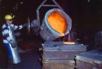 pouring molten metal, ladel, sparks, IHMV02P03_14