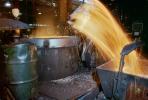 pouring molten metal, sparks