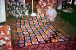 Quilt, Woman sewing patches, rug, carpet, 1940s