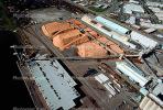 Conveyer Belt, dock, cranes, sawdust mounds, warehouse, IWLV01P06_12.2172