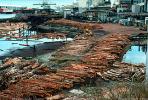 Log Rafts, smokestack, docks, Pulp Mill, Port Angeles, IWLV01P06_18.2171
