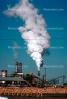 Smoke, Air Pollution, soot, Pulp Mill, log mounds, buildings, Conveyer Belts