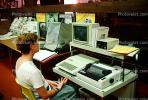 Girl, Student, High School, Library Study, Macintosh Computer, monitor, printer, Apple IIC, Floppy Drive, KEDV01P05_03